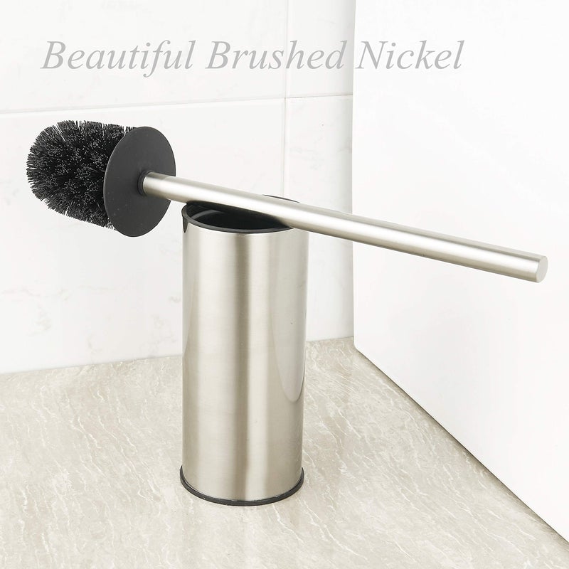 BGL Toilet Brush Holder Brushed Nickel, Stainless Steel 304 Brushed Nickel Round Freestanding Toilet Bowl Brush and Holder for Bathroom - Image 3
